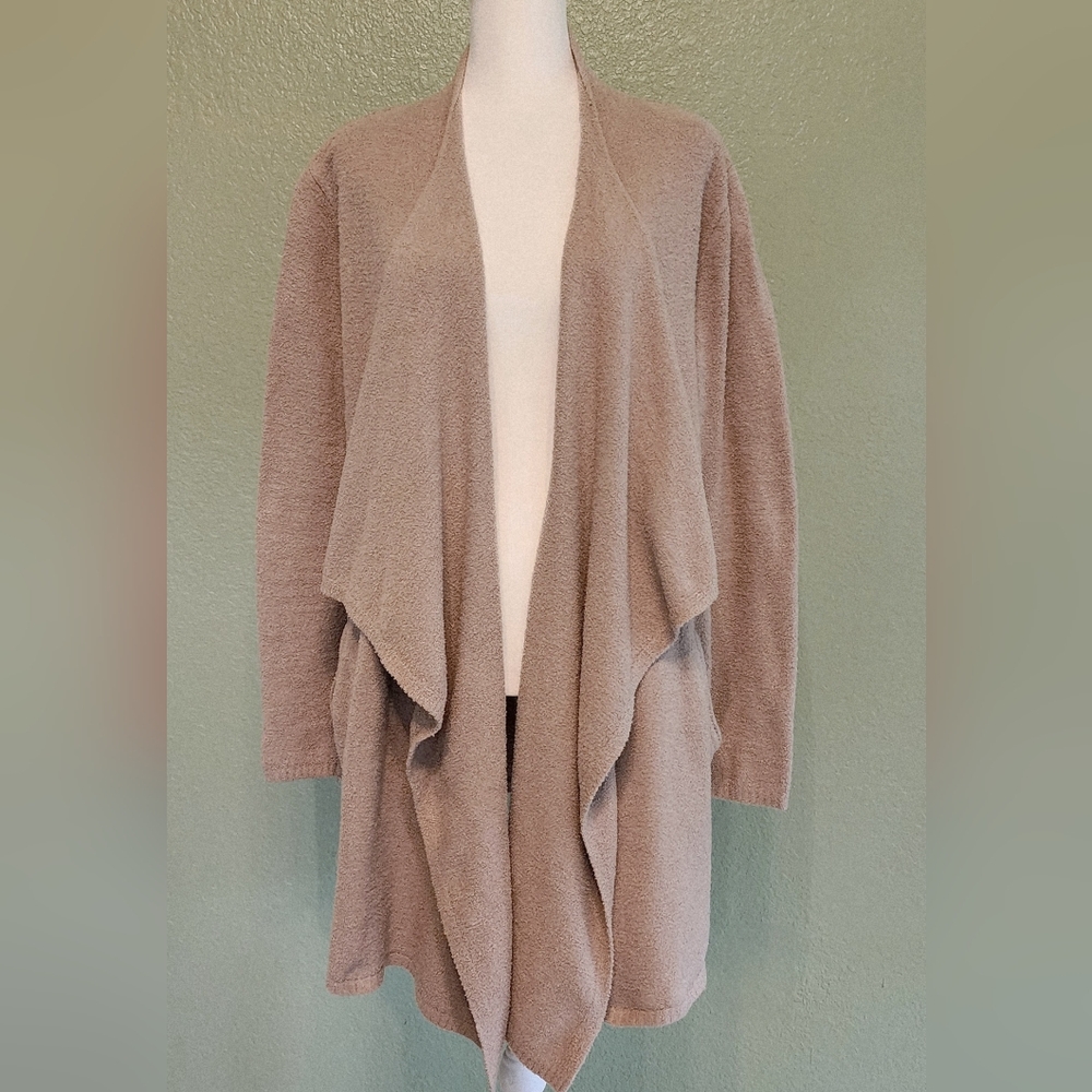 Barefoot Dreams CozyChic Lite Island Wrap Cardigan Style 903 Pockets L/XL Stone
